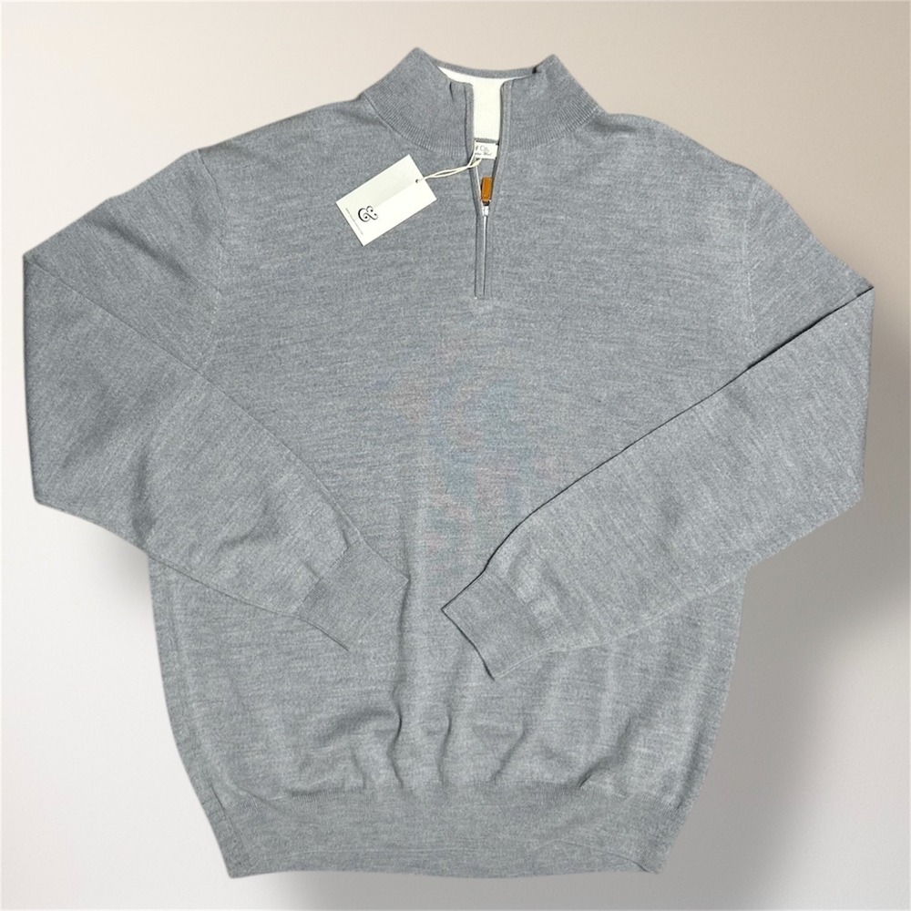 New Collars & Co Men's 3XL Gray Australian Merino Wool 1/4 Zip Pullover Sweater - Picture 5 of 10